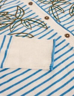 WHITE STUFF Pure Cotton Embroidered Striped Cardigan -Cyberjammies Store Pure Cotton Embroidered Striped Cardigan 5