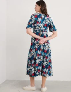 Pure Cotton Floral Half Sleeve Midaxi Dress -Cyberjammies Store Pure Cotton Floral Half Sleeve Midaxi Dress 3