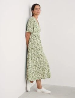 Pure Cotton Floral Maxi Waisted Dress