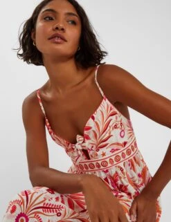 Accessorize Pure Cotton Floral Tie Front Midi Slip Dress -Cyberjammies Store Pure Cotton Floral Tie Front Midi Slip Dress 3