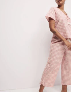 Pure Cotton Gingham Cropped Pyjama Bottoms -Cyberjammies Store Pure Cotton Gingham Cropped Pyjama Bottoms 3