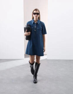 Pure Cotton Mini Shirt Dress