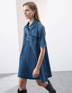 Pure Cotton Mini Shirt Dress -Cyberjammies Store Pure Cotton Mini Shirt Dress 3
