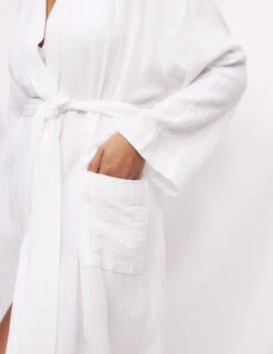 Pure Cotton Muslin Dobby Dressing Gown