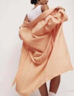 Pure Cotton Muslin Striped Dressing Gown