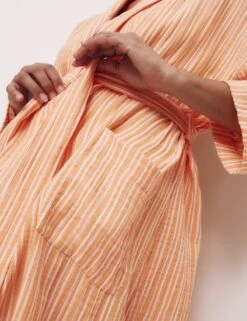 Pure Cotton Muslin Striped Dressing Gown -Cyberjammies Store Pure Cotton Muslin Striped Dressing Gown 3