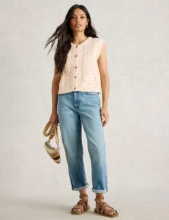 WHITE STUFF Pure Cotton Openstitch Button Through Tank Top 14 WHITE STUFF Pure Cotton Openstitch Button Through Tank Top -Cyberjammies Store Pure Cotton Openstitch Button Through Tank Top 2