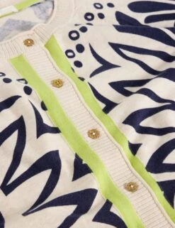 WHITE STUFF Pure Cotton Printed Button Front Cardigan -Cyberjammies Store Pure Cotton Printed Button Front Cardigan 5