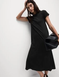 Pure Cotton Round Neck Midi T-Shirt Dress -Cyberjammies Store Pure Cotton Round Neck Midi T Shirt Dress 2