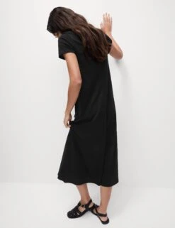 Pure Cotton Round Neck Midi T-Shirt Dress -Cyberjammies Store Pure Cotton Round Neck Midi T Shirt Dress 3