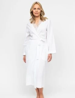 Cyberjammies Pure Cotton Seersucker Lace Trim Dressing Gown