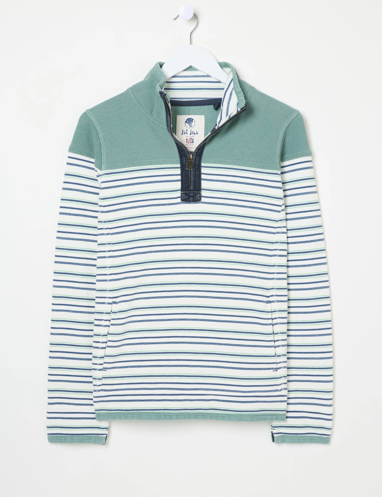 Pure Cotton Striped Half Zip Sweatshirt 2 Pure Cotton Striped Half Zip Sweatshirt - Image 2