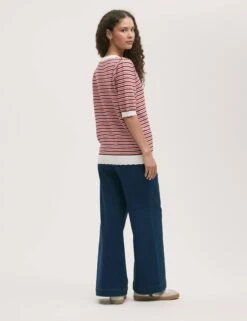 Pure Cotton Striped Short Sleeve Cardigan -Cyberjammies Store Pure Cotton Striped Short Sleeve Cardigan 2