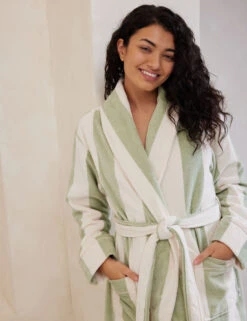 Pure Cotton Striped Towelling Dressing Gowns -Cyberjammies Store Pure Cotton Striped Towelling Dressing Gowns 3
