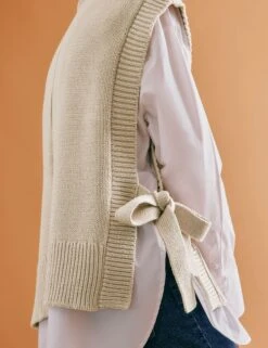 Pure Cotton Textured Crew Neck Knitted Tabard -Cyberjammies Store Pure Cotton Textured Crew Neck Knitted Tabard 3