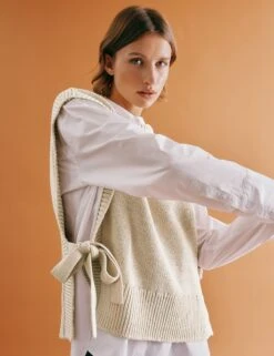 Pure Cotton Textured Crew Neck Knitted Tabard -Cyberjammies Store Pure Cotton Textured Crew Neck Knitted Tabard 4