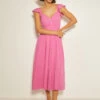 MONSOON Pure Cotton Textured Sweetheart Neckline Midi Beach Dress