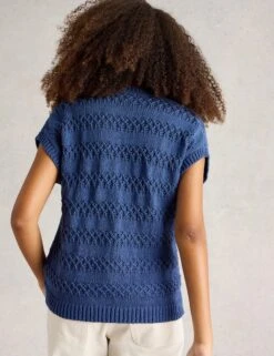 WHITE STUFF Pure Cotton Textured V-Neck Knitted Waistcoat 21 WHITE STUFF Pure Cotton Textured V-Neck Knitted Waistcoat -Cyberjammies Store Pure Cotton Textured V Neck Knitted Waistcoat 3