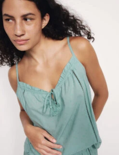 Pure Cotton Tie Front Cami Pyjama Top -Cyberjammies Store Pure Cotton Tie Front Cami Pyjama Top 2