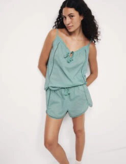 Pure Cotton Tie Front Cami Pyjama Top -Cyberjammies Store Pure Cotton Tie Front Cami Pyjama Top 3