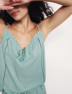 Pure Cotton Tie Front Cami Pyjama Top -Cyberjammies Store Pure Cotton Tie Front Cami Pyjama Top 4