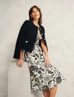 Pure Linen Floral V-Neck Midi Skater Dress 18 Pure Linen Floral V-Neck Midi Skater Dress -Cyberjammies Store Pure Linen Floral V Neck Midi Skater Dress 2