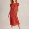 WHITE STUFF Pure Linen Jersey Printed V-Neck Midi Dress