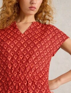 WHITE STUFF Pure Linen Jersey Printed V-Neck Midi Dress -Cyberjammies Store Pure Linen Jersey Printed V Neck Midi Dress 4