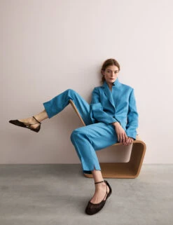 Jaeger Pure Linen Straight Back Tie Detail Blazer -Cyberjammies Store Pure Linen Straight Back Tie Detail Blazer 6