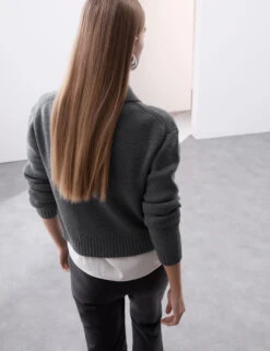 Pure Merino Wool Cropped Knitted Jacket -Cyberjammies Store Pure Merino Wool Cropped Knitted Jacket 3