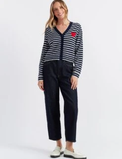 CHINTI & PARKER Pure Merino Wool Striped V-Neck Cardigan