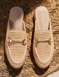 Raffia Bar Slip On Flat Mule Loafers -Cyberjammies Store Raffia Bar Slip On Flat Mule Loafers 2