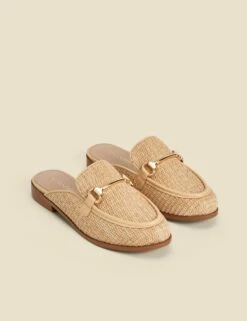 Raffia Bar Slip On Flat Mule Loafers -Cyberjammies Store Raffia Bar Slip On Flat Mule Loafers 4