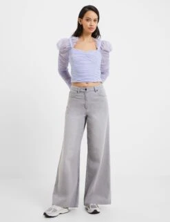 French Connection Relaxed Pure Cotton Mid Rise Wide Leg Jeans