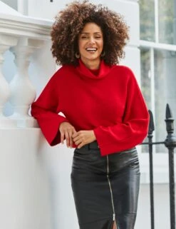 Ribbed Funnel Neck Jumper