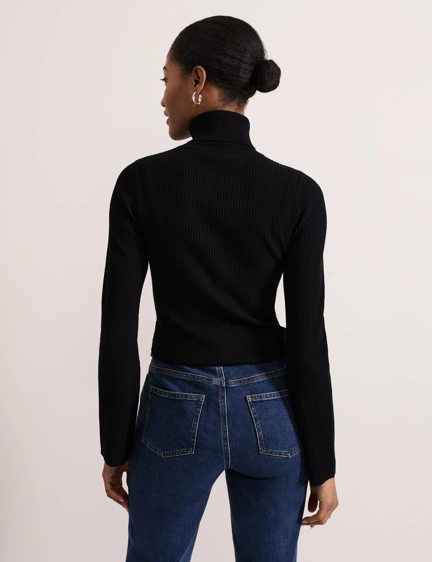 Ribbed Roll Neck Fluted Sleeve Jumper 3 Ribbed Roll Neck Fluted Sleeve Jumper - Image 3