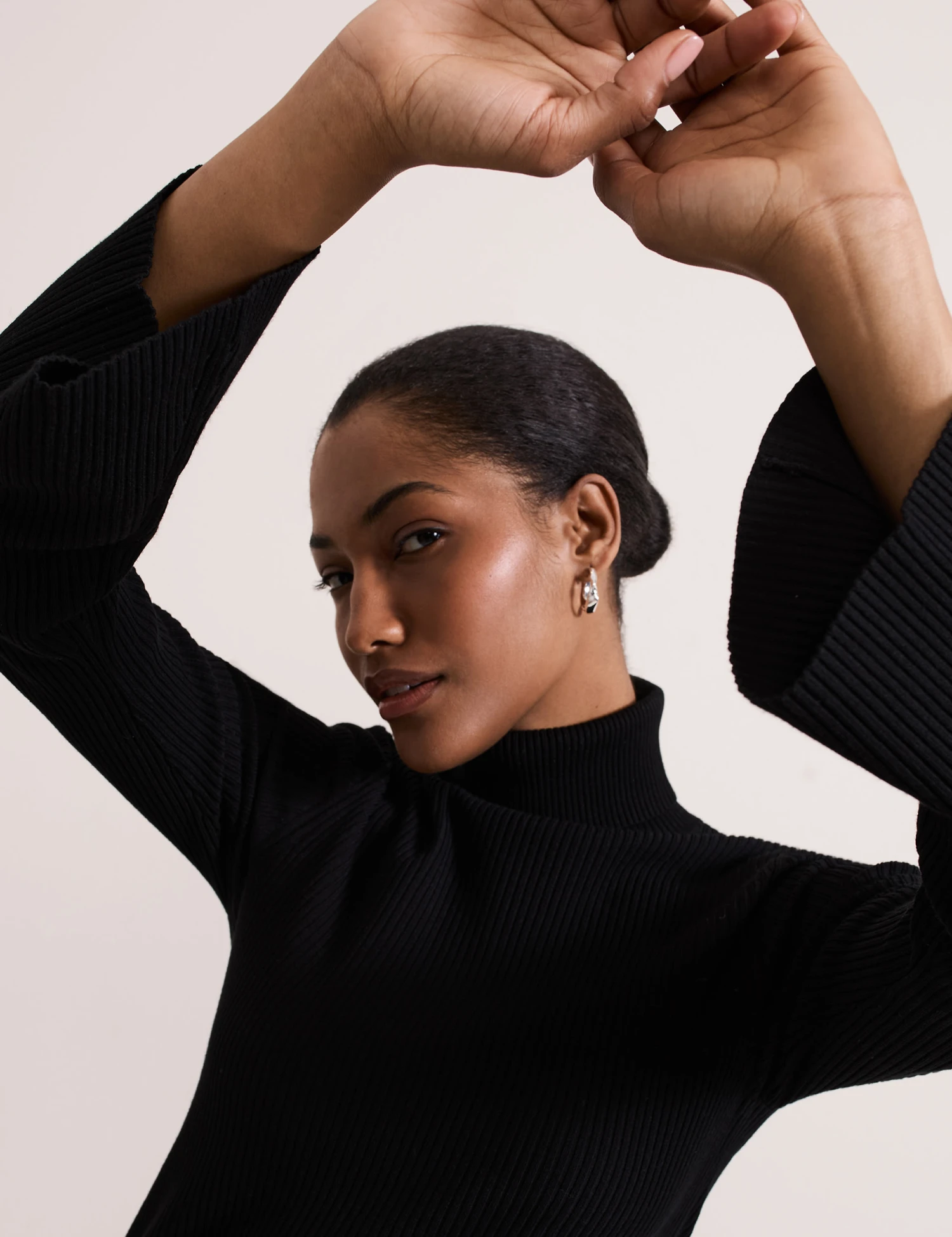 Ribbed Roll Neck Fluted Sleeve Jumper 6 Ribbed Roll Neck Fluted Sleeve Jumper - Image 6