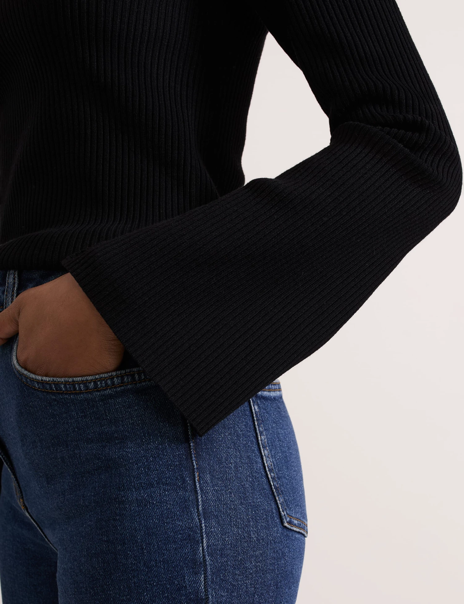 Ribbed Roll Neck Fluted Sleeve Jumper 7 Ribbed Roll Neck Fluted Sleeve Jumper - Image 7