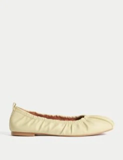 Ruched Slip On Ballet Pumps