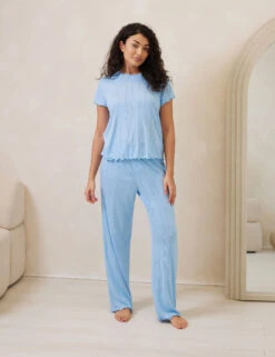 Ruffle Hem Pointelle Pyjama Set