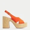 Suede Crossover Platform Sandals