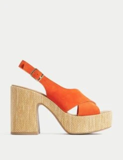Suede Crossover Platform Sandals