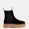 Suede Chelsea Chunky Flat Ankle Boots