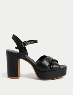 Leather Ankle Strap Platform Sandals
