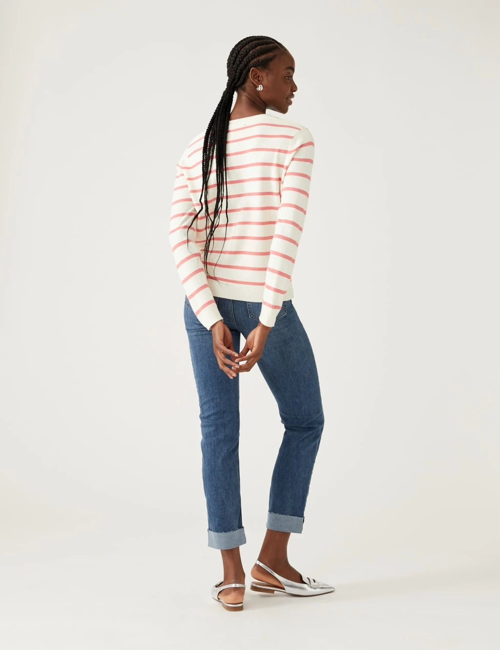 Supersoft Striped V-Neck Jumper 5 Supersoft Striped V-Neck Jumper - Image 5