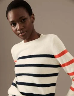 Pure Cashmere Striped Crew Neck Jumper -Cyberjammies Store SD 01 T38 3398S K4 X EC 1