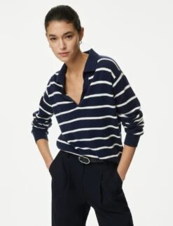 Pure Cashmere Striped Collared Jumper -Cyberjammies Store SD 01 T38 3819S F4 X EC 2