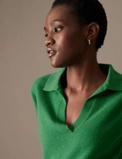 Pure Cashmere Collared Relaxed Jumper