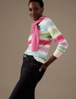 Pure Cashmere Striped Crew Neck Jumper -Cyberjammies Store SD 01 T38 3995A ZZ X EC 1