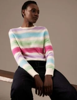 Pure Cashmere Striped Crew Neck Jumper -Cyberjammies Store SD 01 T38 3995A ZZ X EC 2